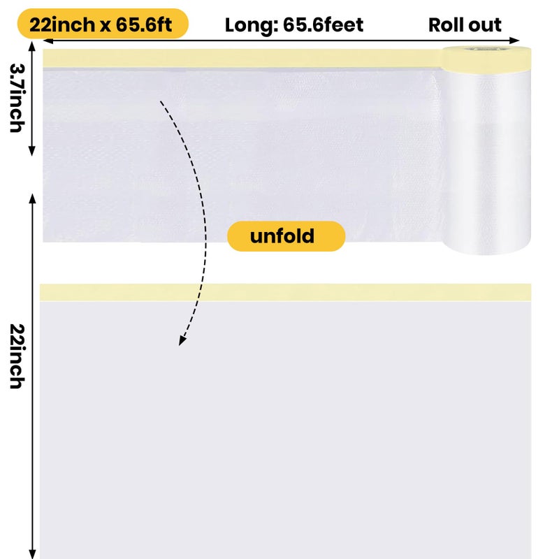 TAPEBEAR Painters Tape and Masking Film 22inch X 65feet(550mmx 20m), Plastic Cover for Painting, Tape and Drape, Pre-Taped Masking Film for Automotive, Floor, Appliance and Furniture, 3Rolls - Image 3
